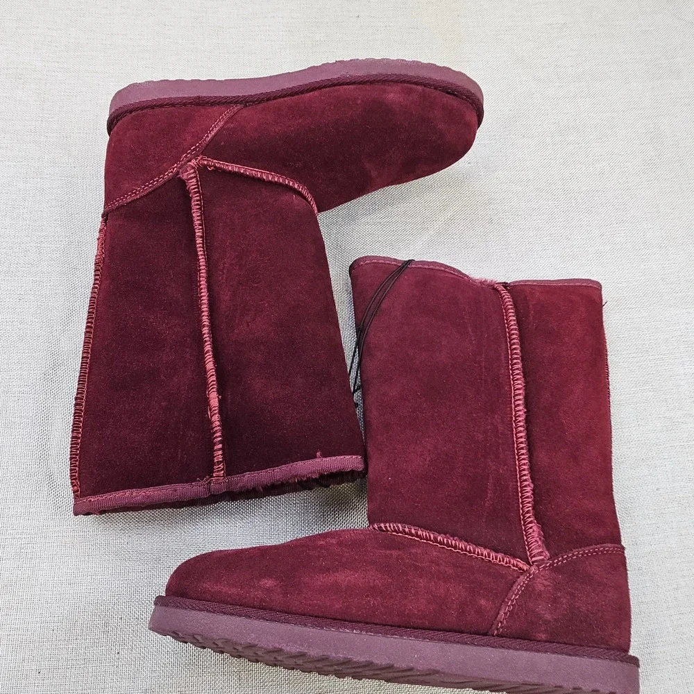 Cherokee Tessa Burgundy Suede with Faux‎ Fur Lined Boots Youth Size 3